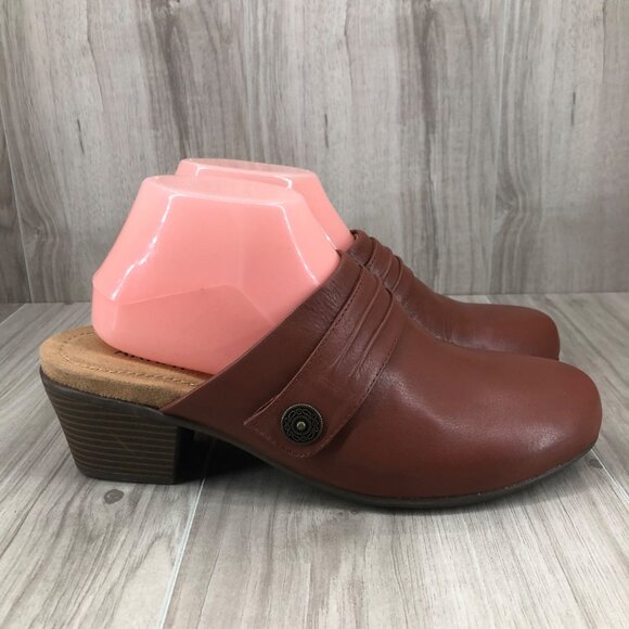 Array Mule Clogs Womens 10M Brown Leather Slip On Shoes - Picture 1 of 12